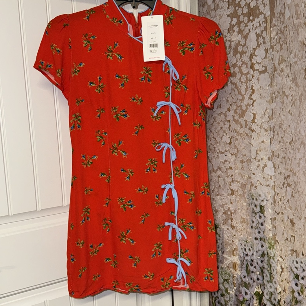 Floral Red Mini Dress - Picture 4 of 6